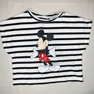Zara Disney and Friends Mickey Black and White Striped Crop Size 8